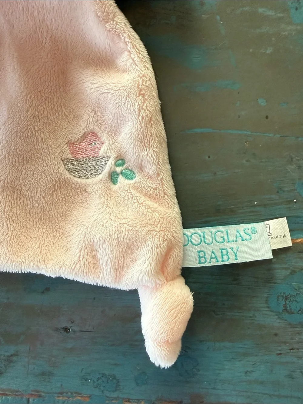 Douglas Baby Elephant Pink Baby Lovey Teether Bird Nest Knotted Lovie Security